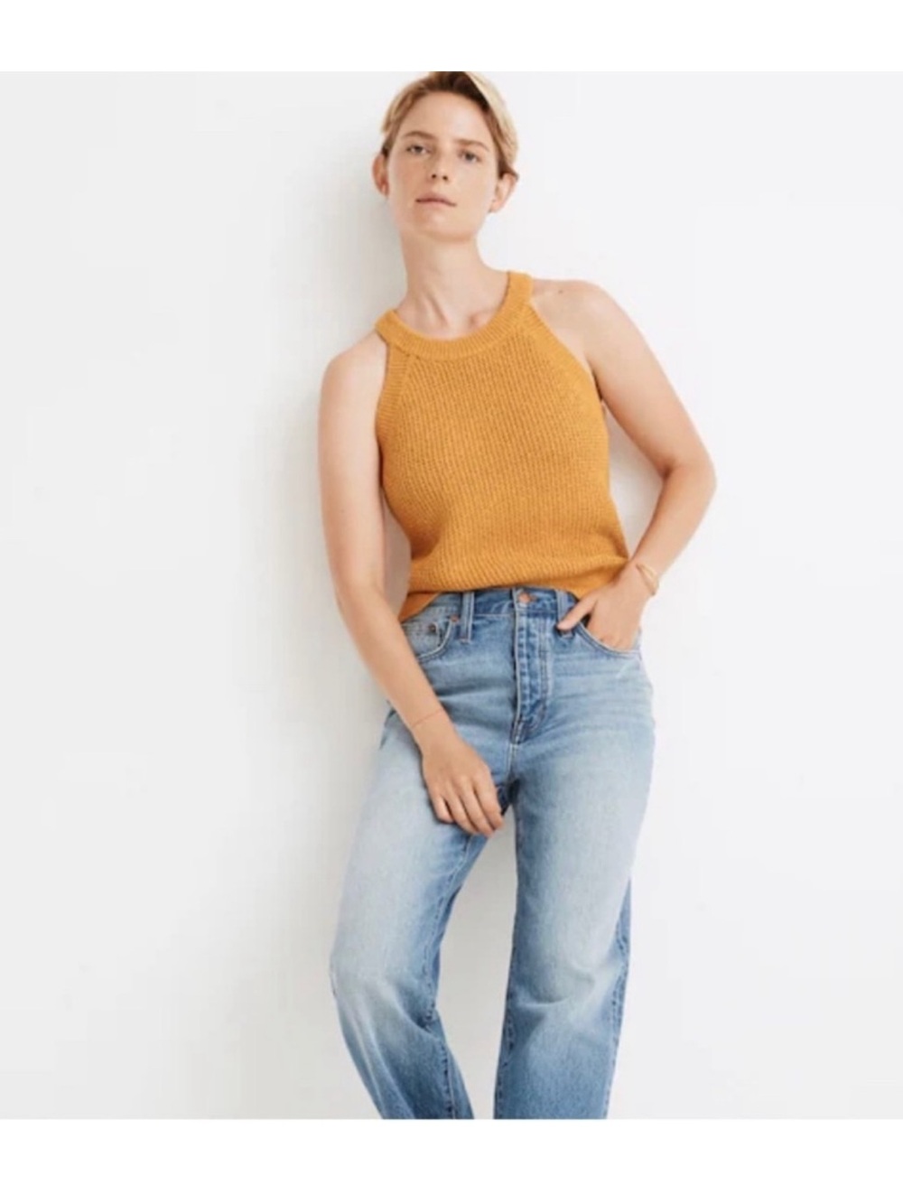 Madewell Mustard Knit Tank- size XS